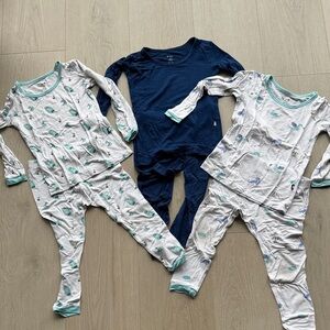 Kyte BABY Kids Pajama Sets - Navy and White with Green Accents